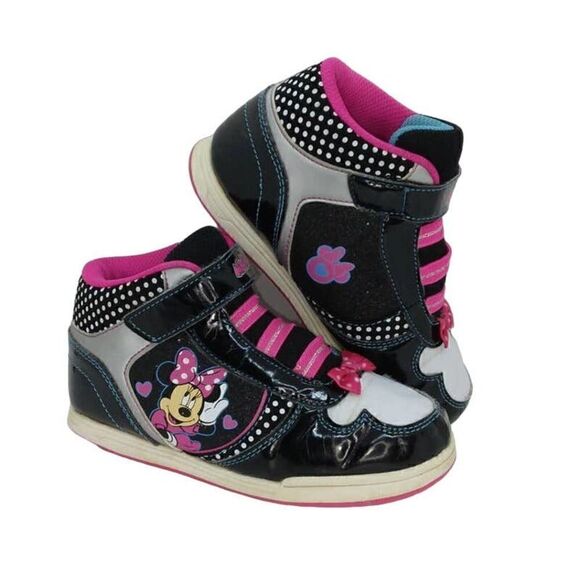 Disney Minnie Mouse Girls Pre-owned Black/White/Pink Fashion Sneakers-sz. 11 1/2 - Picture 1 of 6